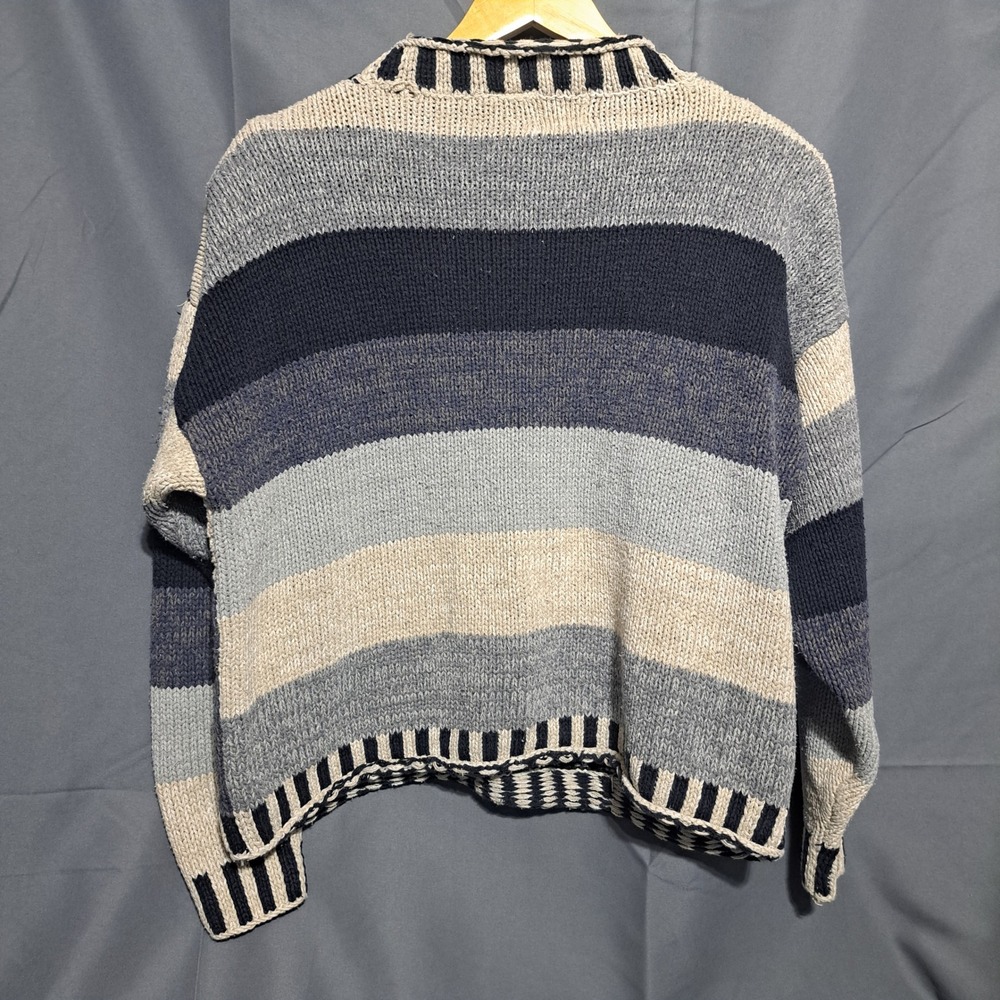 CHU Women's LARGE Gray Patchwork Crewneck Pullover Sweater Silk Cotton - Picture 2 of 8
